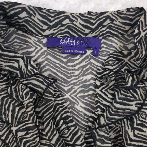 Miley Cyrus Max Azria size large zebra print sheer ruffle top - Picture 5 of 5
